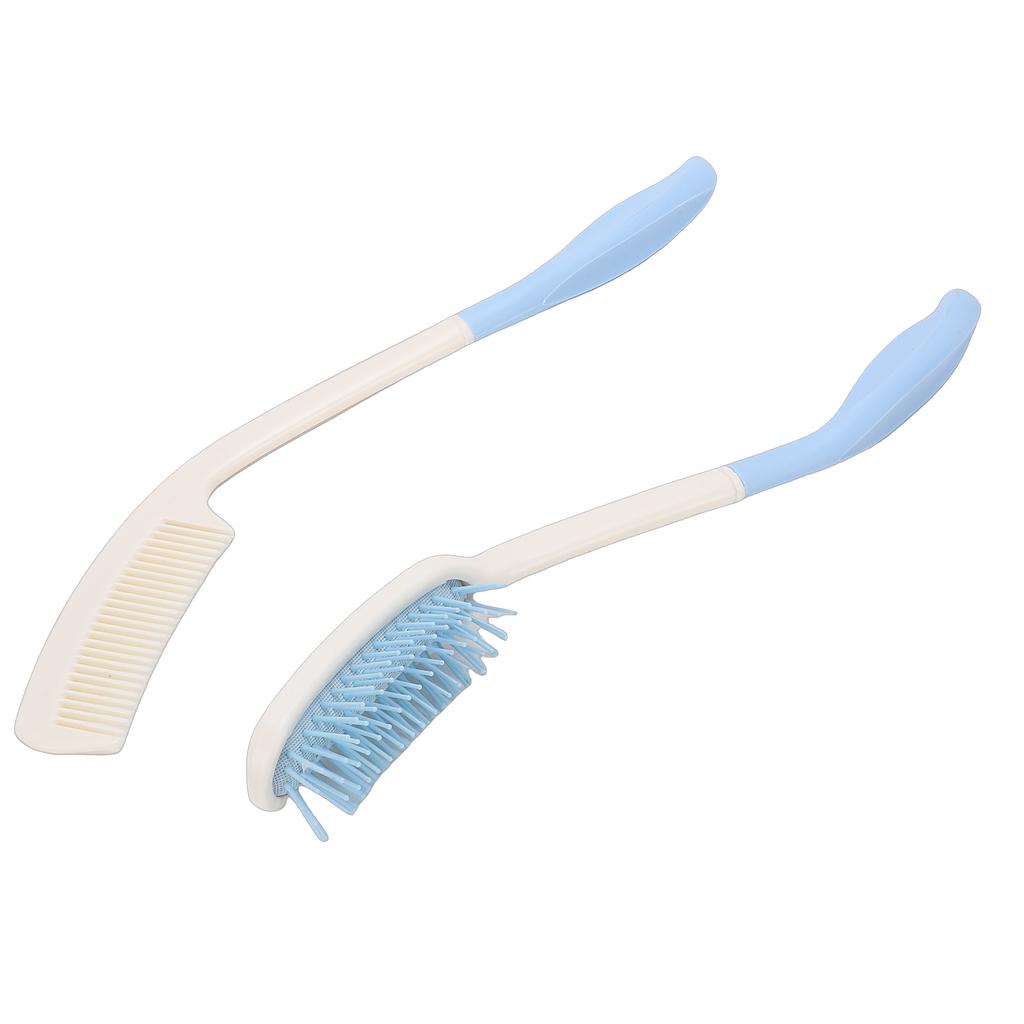 Handled Comb and Hair Brush Set Comb Hair Brush Curved Ergonomic Grip for Limited Mobility