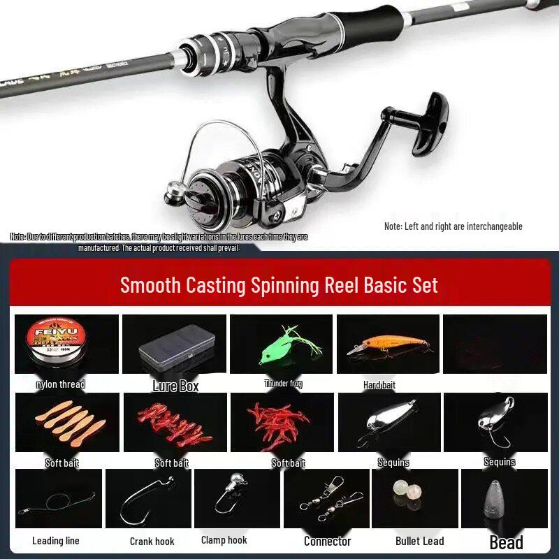 Set Canna da Pesca a Spinning: Canna da Pesca per Mare e Casting con Manico Dritto, Mulinelli a Goccia e da Spinning, Canna a Lancio Lungo