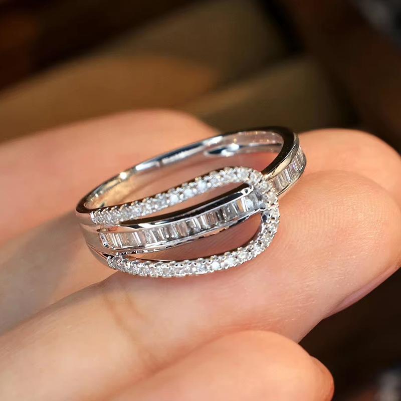 

Huitan Trendy Women Rings Geometric Fashion Design Cubic Zirconia Rings for Engagement Wedding Silver Color Luxury Jewelry 10