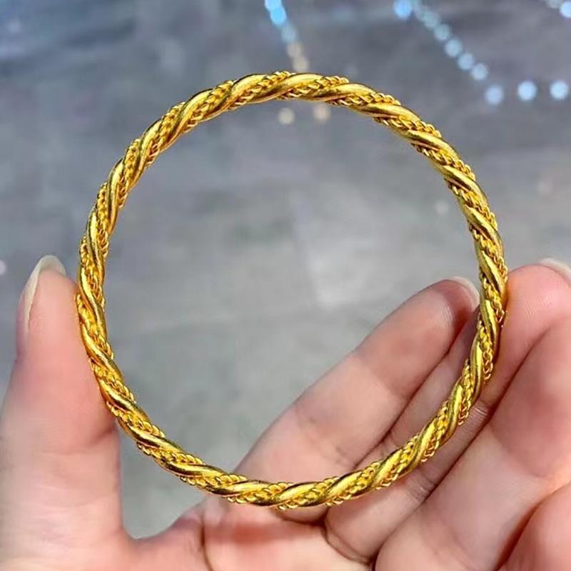 Женский плетеный браслет-манжета из латуни с покрытием из песочного золота: Модный браслет с вневременным мастерством Size 58