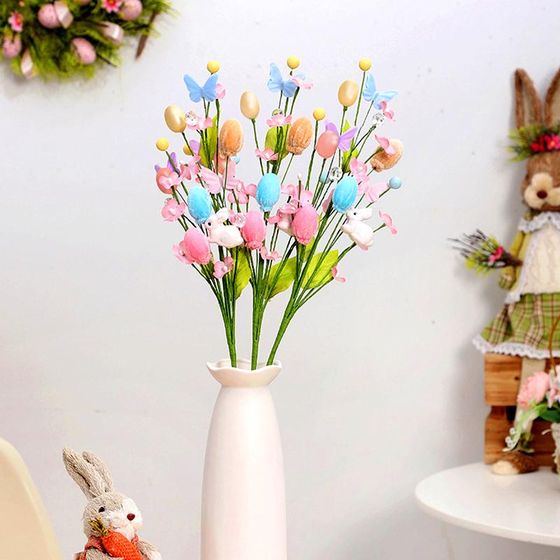 1Pc Rabbit Bouquet Practical Artificial Flower DIY Easter Decoration INS Resurrection Egg Festival Supplies