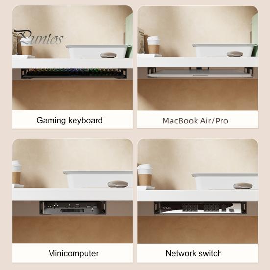 3Pcs Under-Desk Laptop Storage Mount Strong Load-bearing High Stability Easy Installation Laptop Holder Notebook Storage Organizer