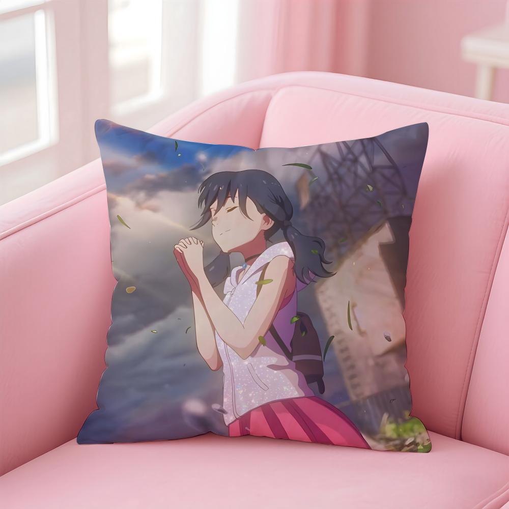 Weathering with You Cushion Cover Comfortable Reversible Pillow Cover Ideal for Car Sofa Bedroom & Beyond