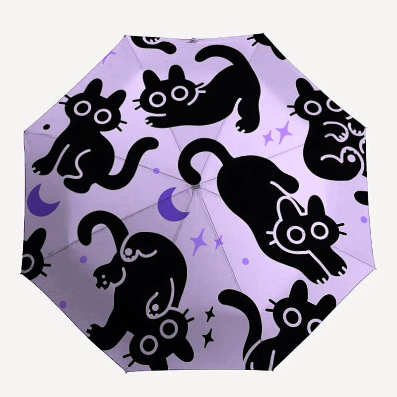 

1pc Black Cat Silhouette Automatic Open, Sturdy Iron Frame, Compact Folding Design, All-Season Portable Umbrella for Women & Men yy250801095