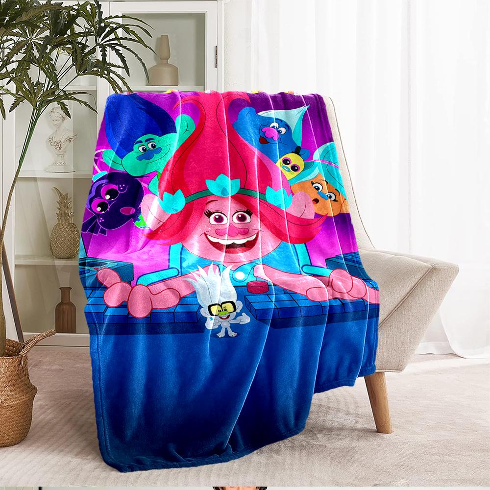 Trolls Theme Printed Blanket - Perfect for Couch, Bed, Travel & Outdoor Use | Machine Washable, Cozy & Durable.