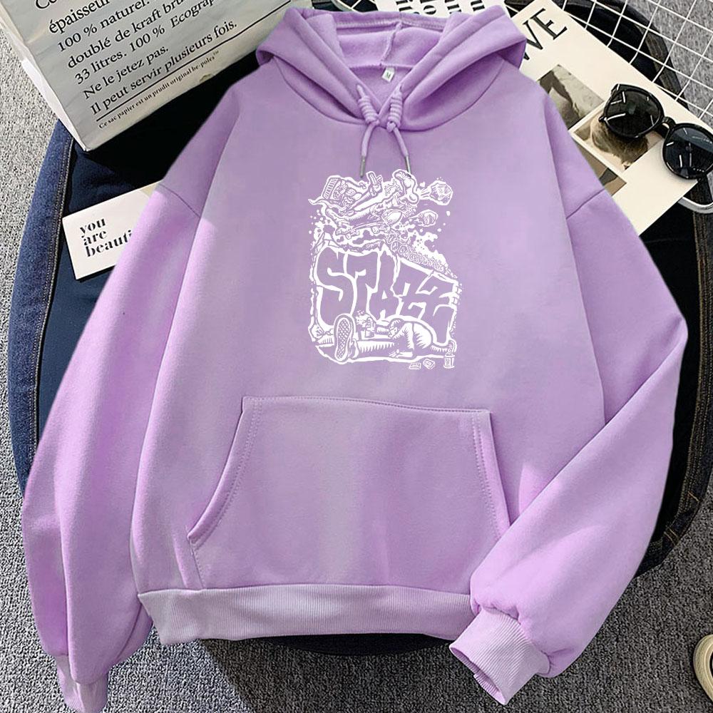 SPAZZ Band Graphic Hoodies Sudaderas Grunge Rock Women Sweatshirts for Fall/Winter Hooded Hip Hop Streetwear Gothic Fashion Tops