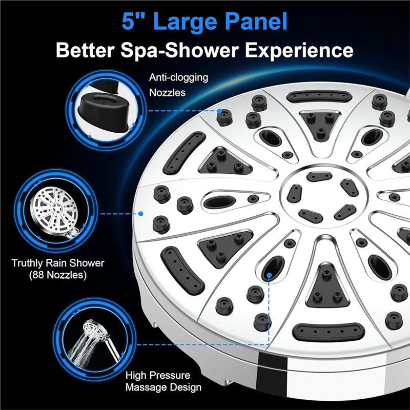 Premium-High Pressure Filtered Shower Head(10-Mode), Includes 5 Replacement Filters& 15-Stage Hard Water Filter System Sprayer