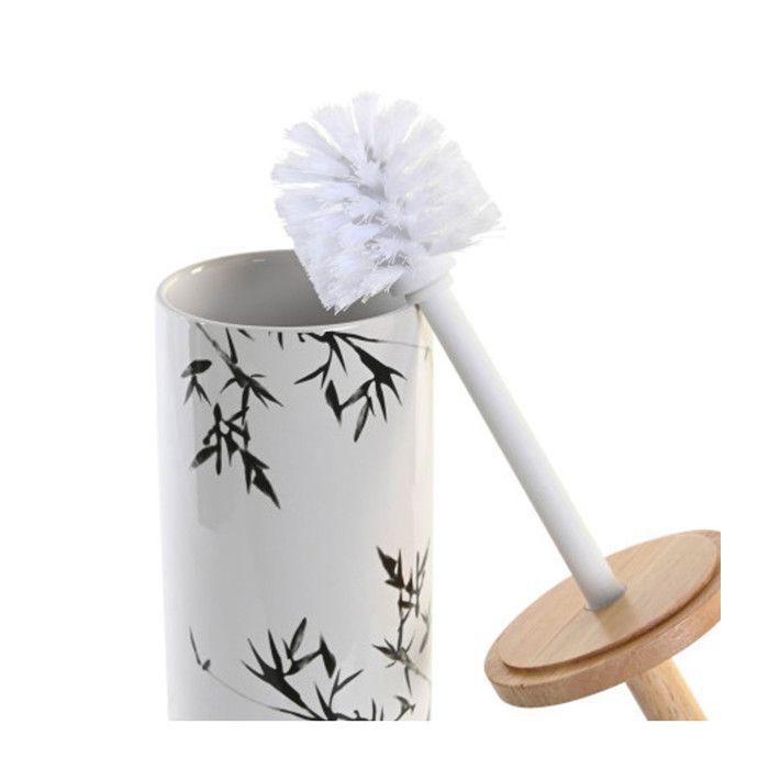 Brosse De Salle De Wc - DKD Home Decor - Métal Et Grès - Blanc - Design Oriental - 10x10x38,5cm