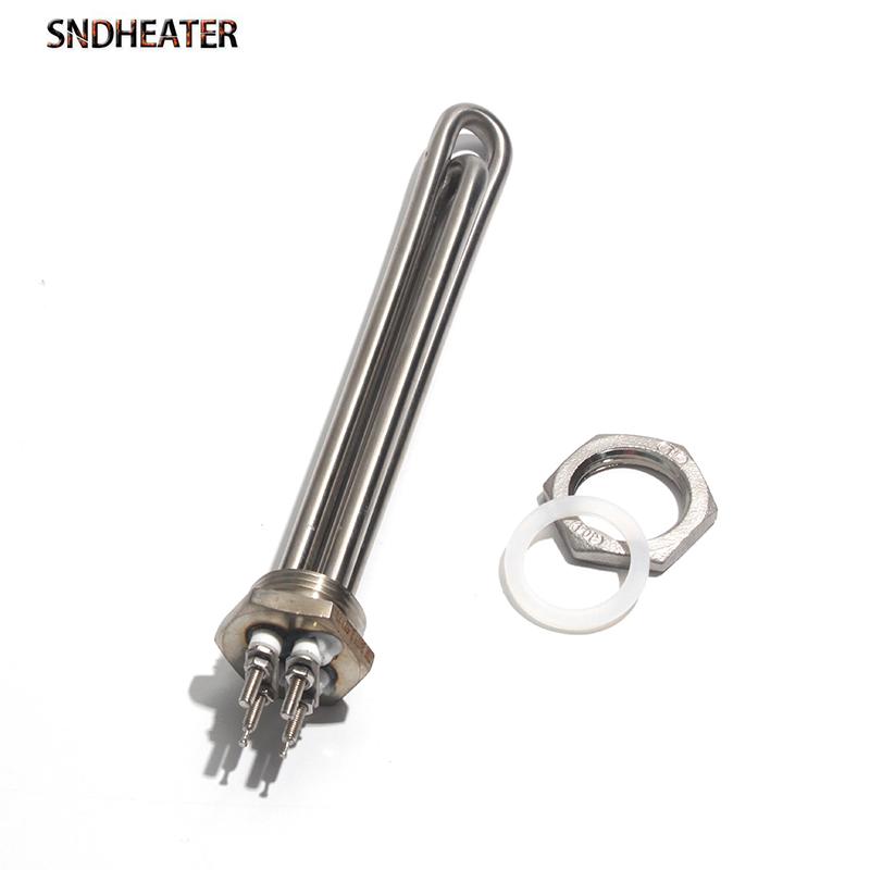 SNDHEATER 12V 24V 36V 48V Water Immersion Heater Low Voltage G1 1/4" DN25 1Inch Thread Induction Heating Tube 304SUS 300W-1.5KW