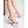 Shoetopia Strappy White Block Heeled Sandals For Women & Girls /Uk2