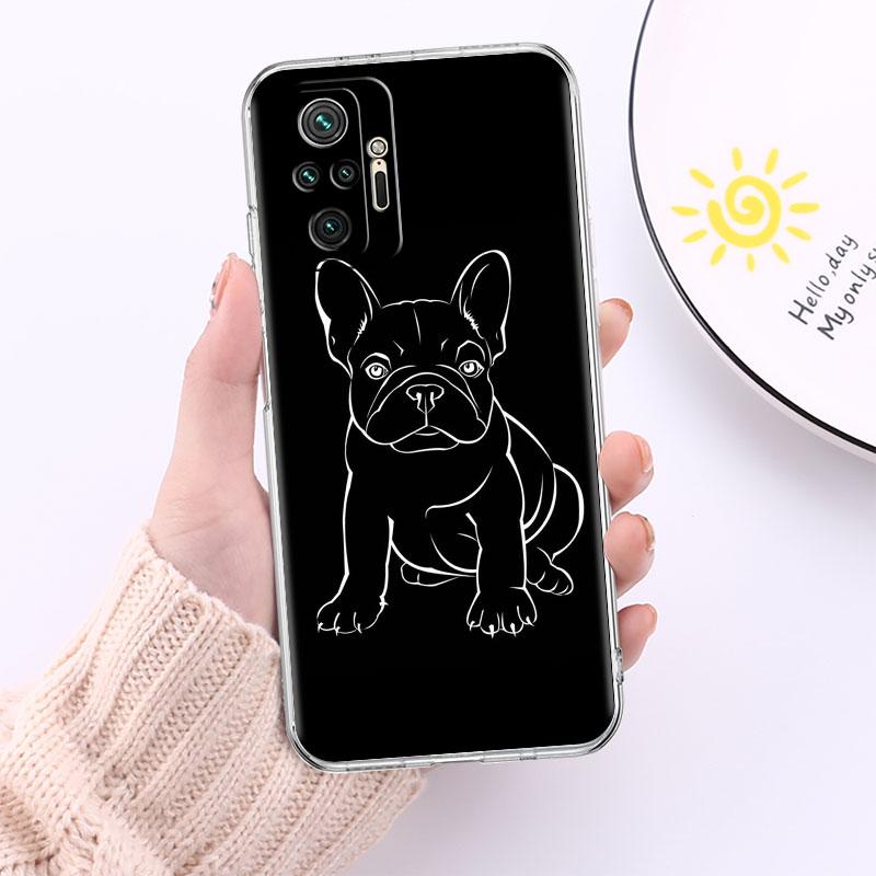 French Bulldog Clear Case For Xiaomi Redmi Note 11 Pro 10 9 9S 8 8T 7 9A 9C 9T 10 10C K40 Transparent Soft Phone Cover