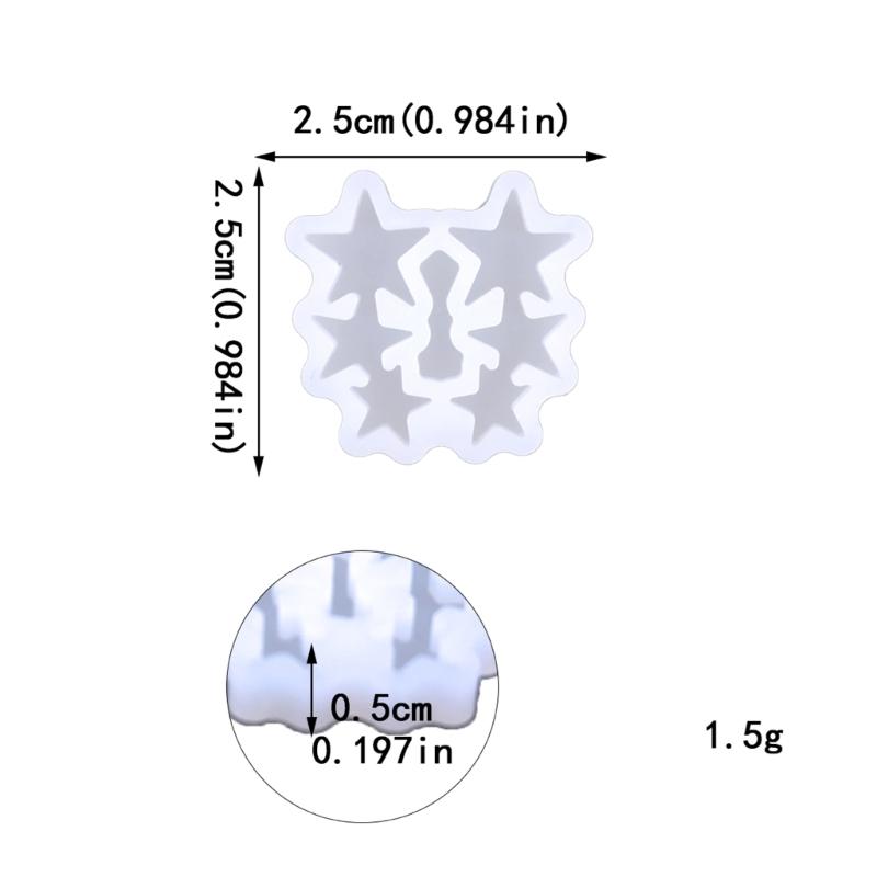 Pentagram Stud Earrings Silicone Mold Suitable for Epoxy Resin Diy Craft Backpacks Pendant Ornament Jewelry Making