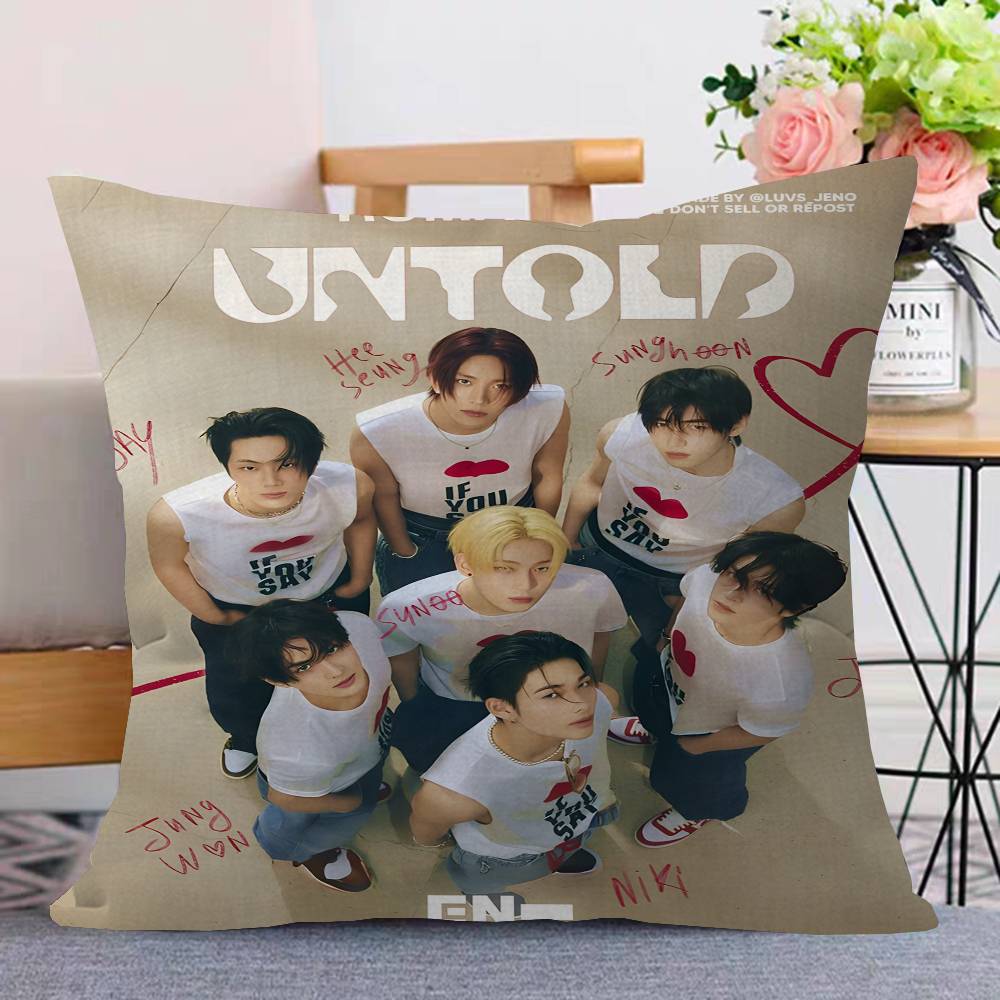 Korea E-Enhypenes Singing Group Pillow Anime Pillow Sofa Bed Head Pillow Cover Cushion Cover 45X45 Cm Fashion