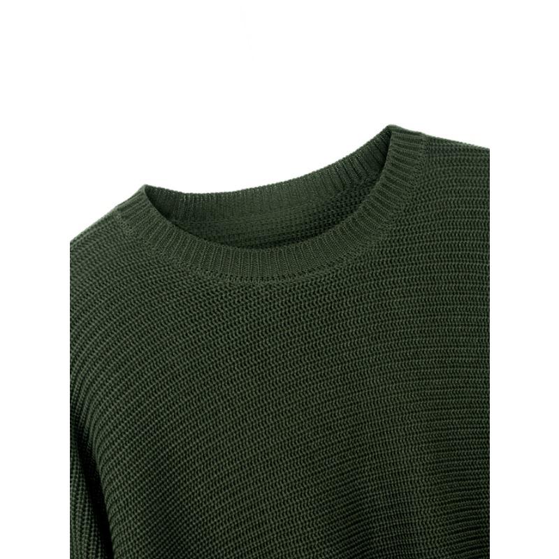 Herbst und Winter Einfarbiger Damen Langarm Strickpullover