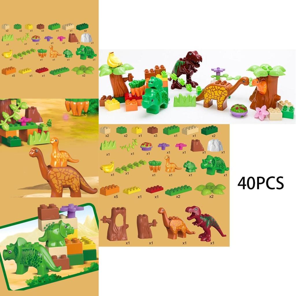 40pcs Dino Paradise Building Blocks Set Lightweight And Durable For Safe Play