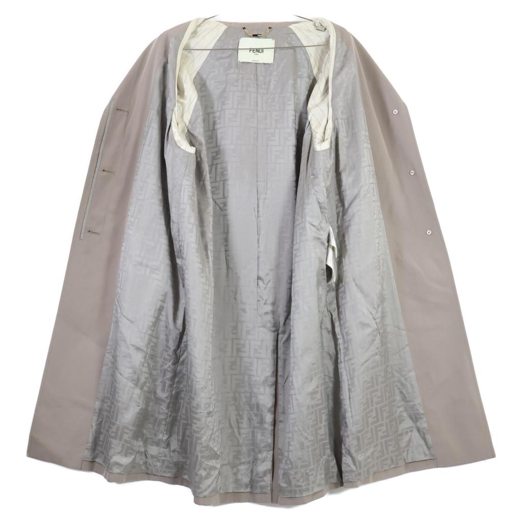 FENDI Domestic regular 23 year old FF6012ARU5 Wool cotton single-breasted long coat 38 greigeUsed