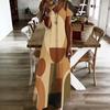 Women Plus Size V Neck Short Sleeve Geometric Printed Straight Long Dress