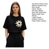 T-shirt Femme Col Rond Manches Courtes Coupe Ample T-shirt Motif Fleur Brodé Style Décontracté Hauts d'Été