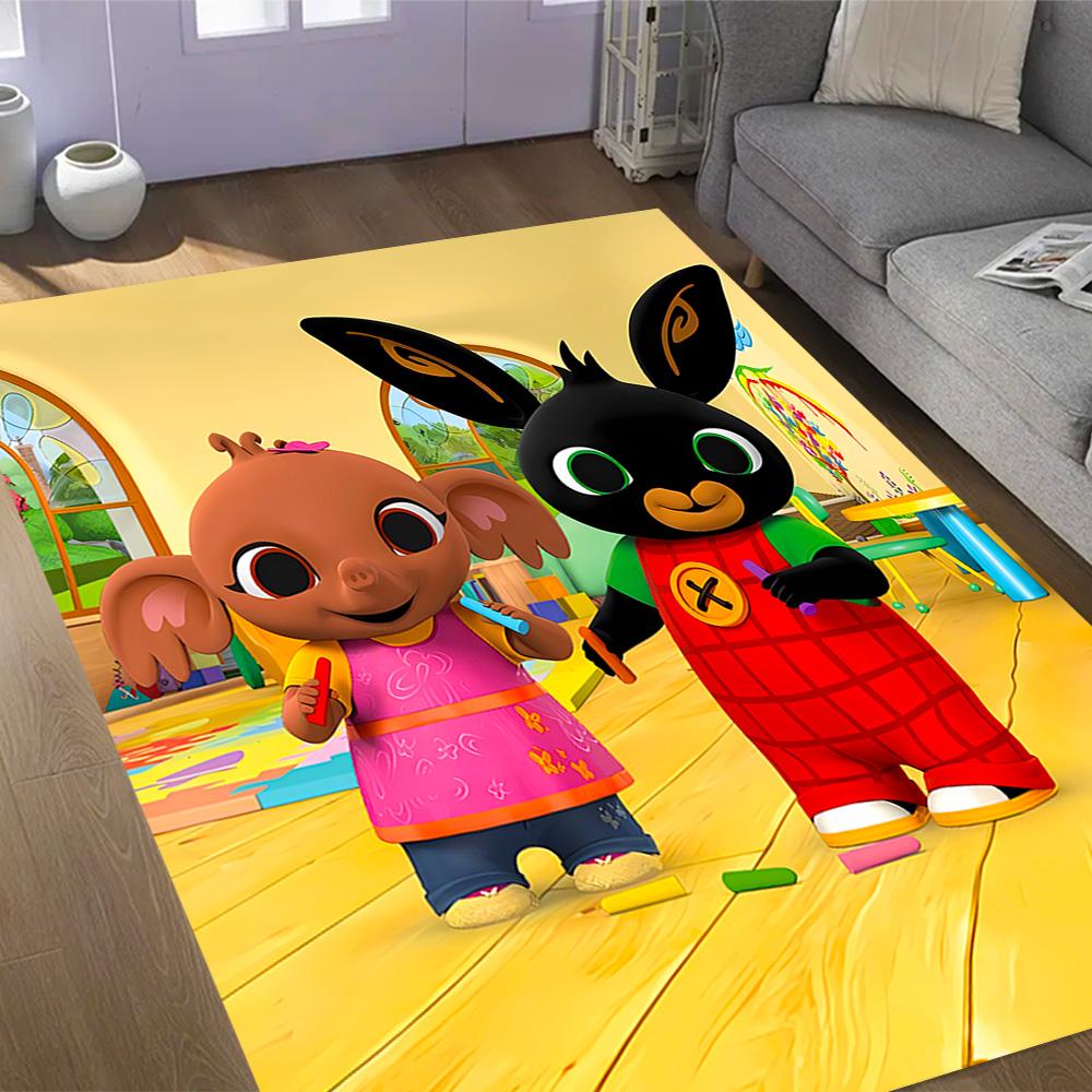 Bing And Friends In Garden Themed Anti-Slip Rugs - Polyester Home Decor, Suitable for Bedrooms, Living Rooms, Doorways, Studios, and Decorations