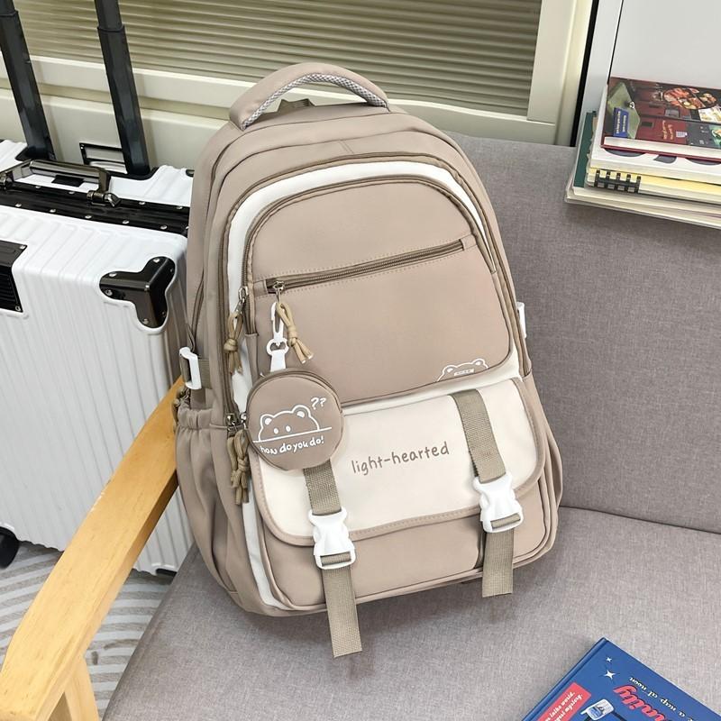 Youthful Candy Color Backpack With Fabric For School And Travel Use