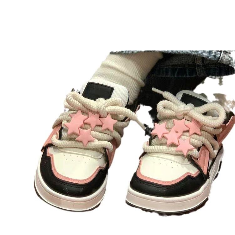 Thick-soled Casual Mesh Sports Color Matching White Shoes for Women's Autumn New Niche Versatile Board Shoes for Women