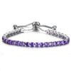 European-American Zircon Bracelet: Elegant 4mm Round Single-Row Diamond-Effect Adjustable Jewelry for Women