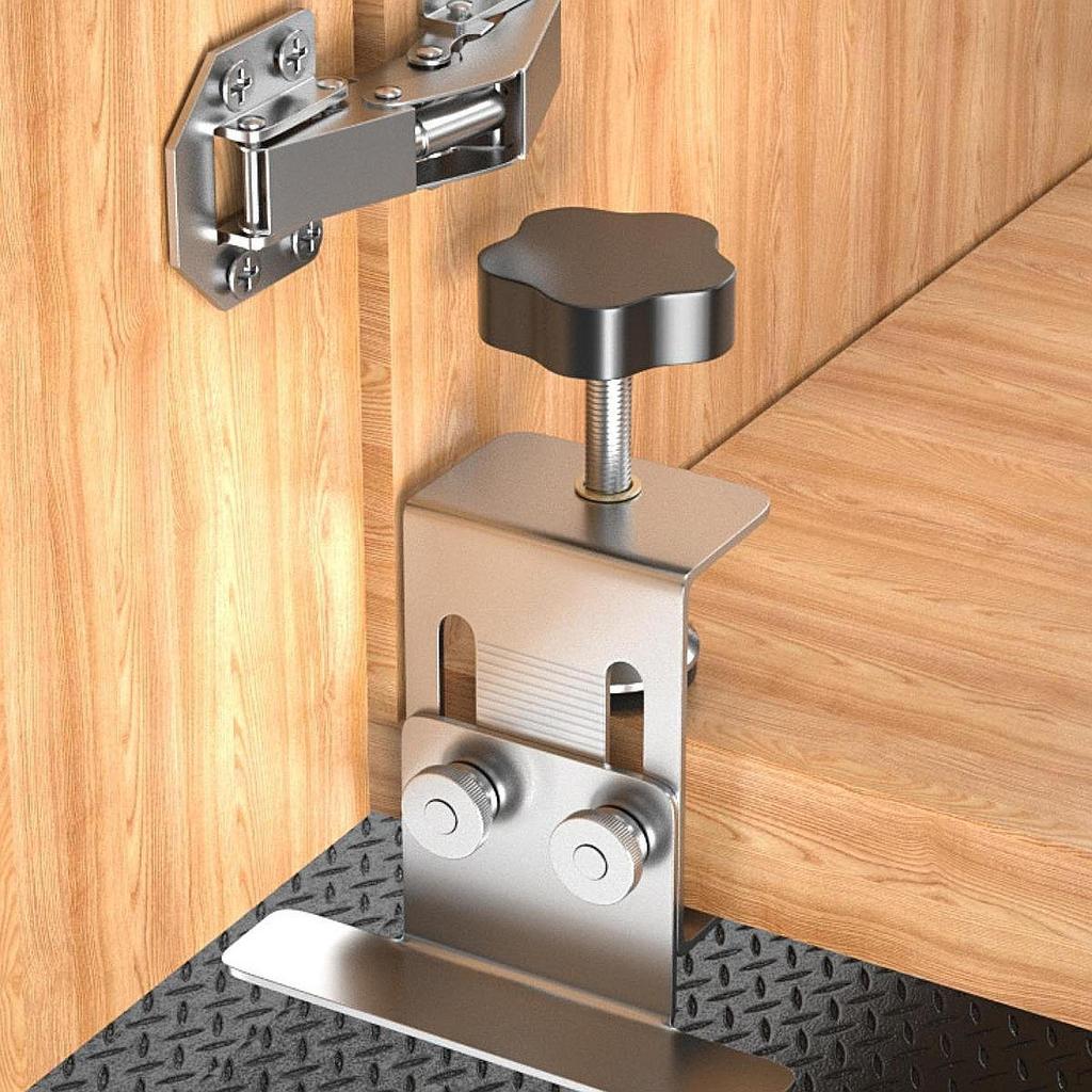 Cabinet Door Installation Positioner Stainless Steel Enlarged Knob Stable Clamping