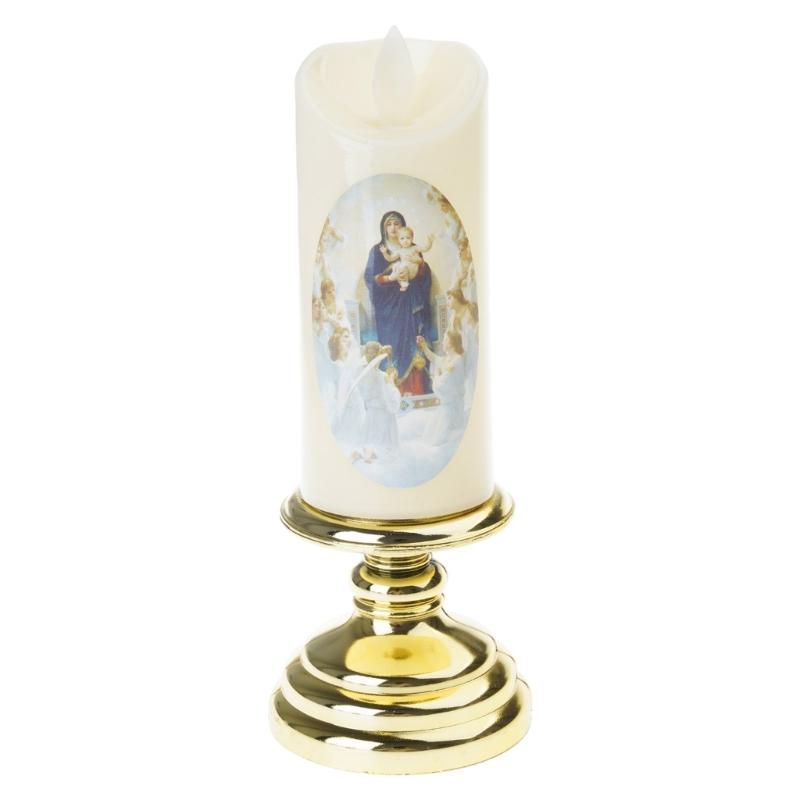

Stylish LED Electronic Wax Candle Virgin Christ Lighting for Gatherings Decor 1