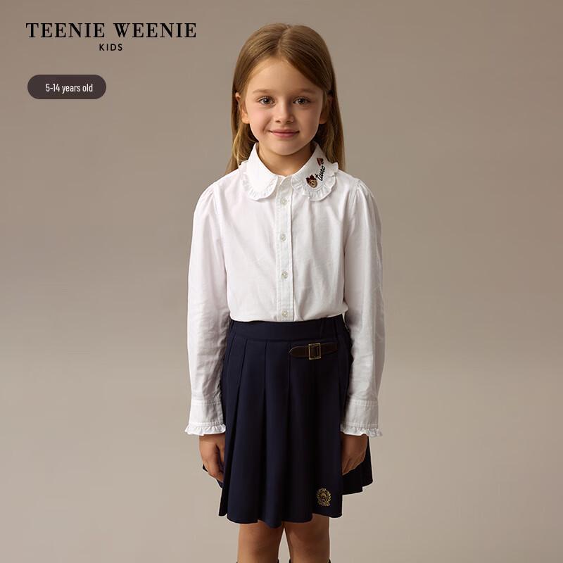 Teenie Weenie Kids Girls' Ruffle Peter Pan Collar Cotton Shirt