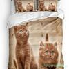 Haustier Katze Niedliche Rosa Nelkenblumen 3tlg. Bettwäscheset Für Schlafzimmer Doppelbett Heimtextil Bettbezug Steppdeckenbezug Kissenbezug
