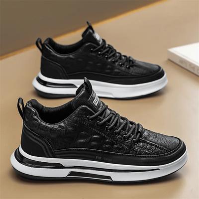 Männer Sport Casual Schuhe Schwarz Leder Casual Schuhe Herbst Mode Turnschuhe Outdoor Komfort Sport Plattform Schuhe Tenis Masculino