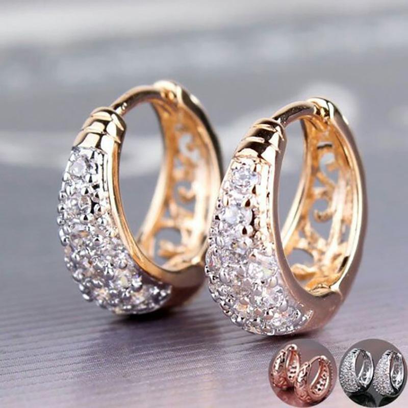 Niche Design High-End Earrings Ear Buckles, Unique Design Half-Circle Zircon Earrings, Hollow Design Earrings
