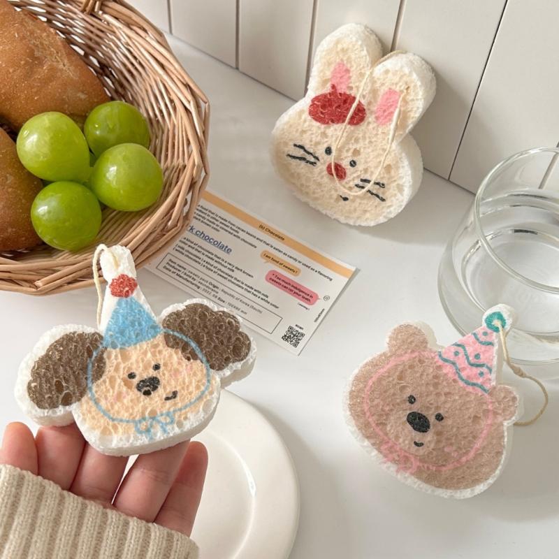 Dishwashing Sponge Scouring Pad Wood Pulp Cotton Tool Wipe Cloth Washing Compressed Wood Pulp Cleaning Cloth Sponge Kitchen