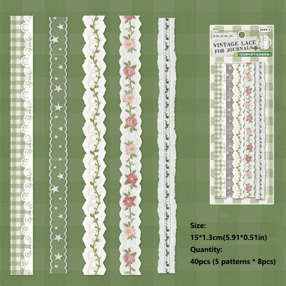 

40sheets/1pack Kawaii Scrapbook Stickers Lace Post Office Retro DIY Journal Stickers DIY Decoration Self-adhesive