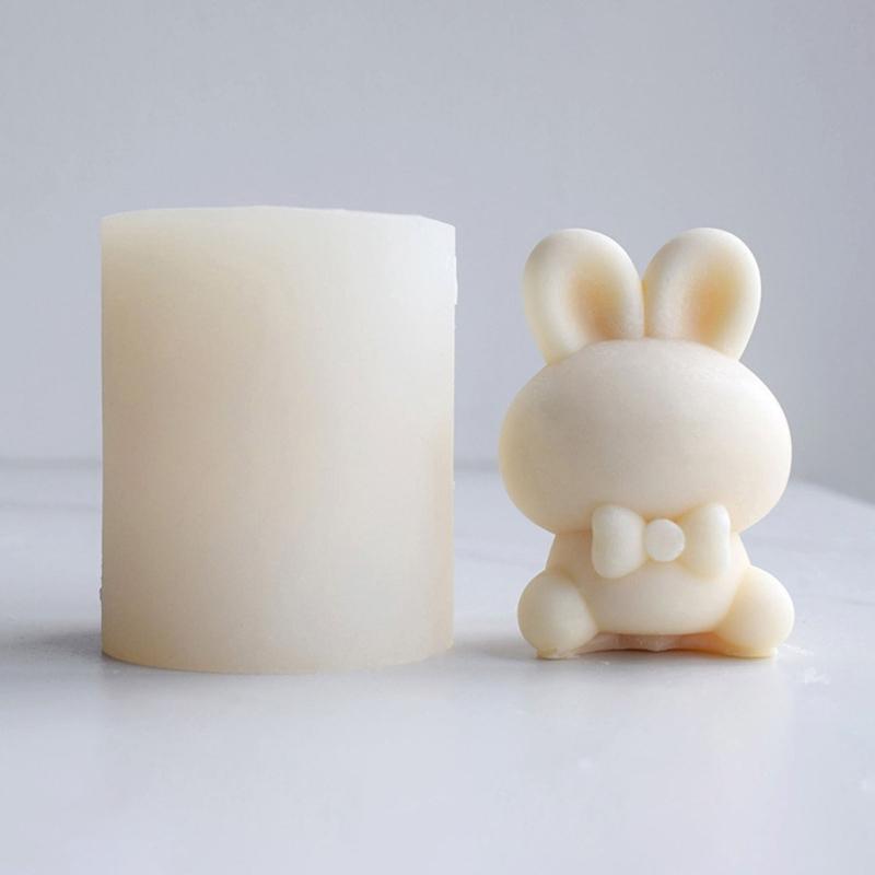 3D Easter Bunny Candle Mold Handmade Craft Gypsum Fondant Cake Decoration DIY Silicone Clay Soap Mould for Candle Making