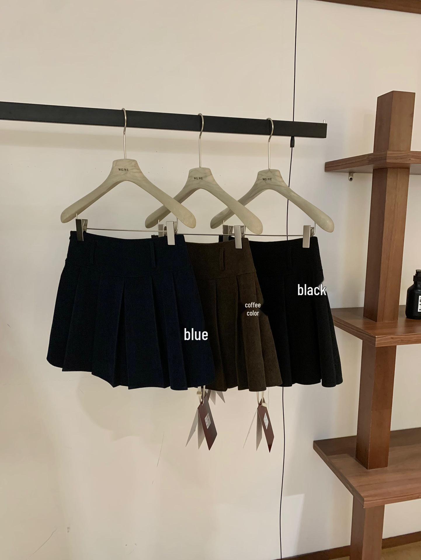 Autumn/Winter High-Waisted A-Line Pleated Short Skirt - Spicy Girl Style S чёрный