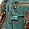 Cartoon RV Shape Keychain, Contrasting Color Keyring Accessories for Travel Trailers, Enameled Metal Retro Camping Car Keychain