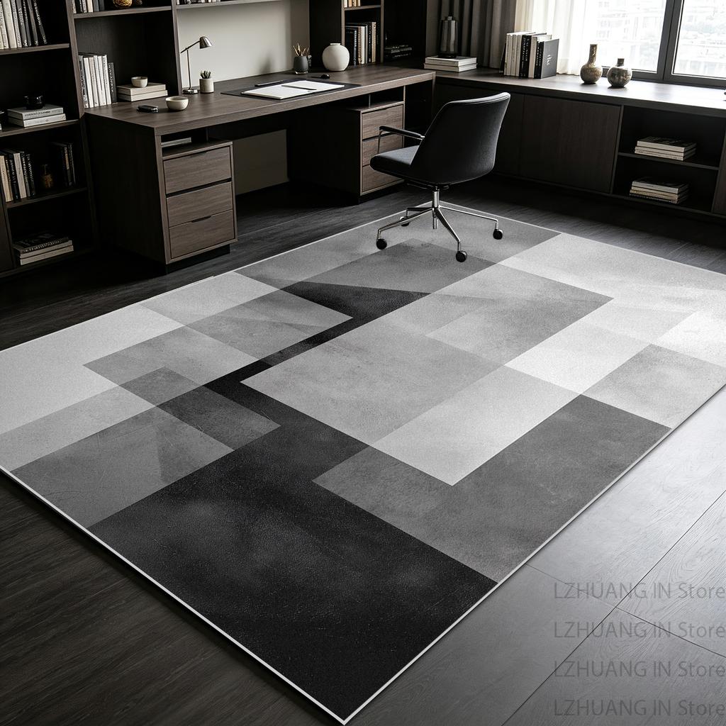 Minimalism Black White Gray Geometric Study Carpet Antiskid Easy Cleaning Living Room Rug Washable Room Decoration Home Mat