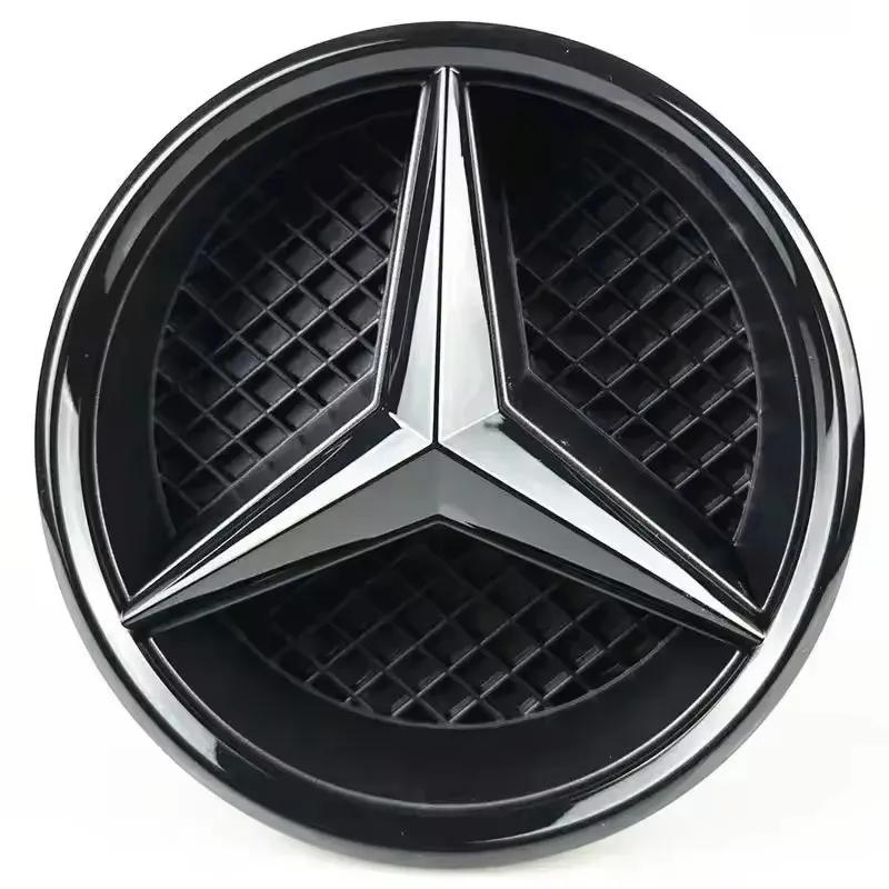 YEW1 Black & Silver Border Car Front Grille Star Emblem for Mercedes-Benz W205, C, E, ML, GL, GLA, CLA (2013-2016)