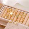 9Pcs/set Gold Color Smooth Geometric Open Rings Set for Women Men Exaggerated Metal Irregular Adjustable Rings Jewelry Gifts
