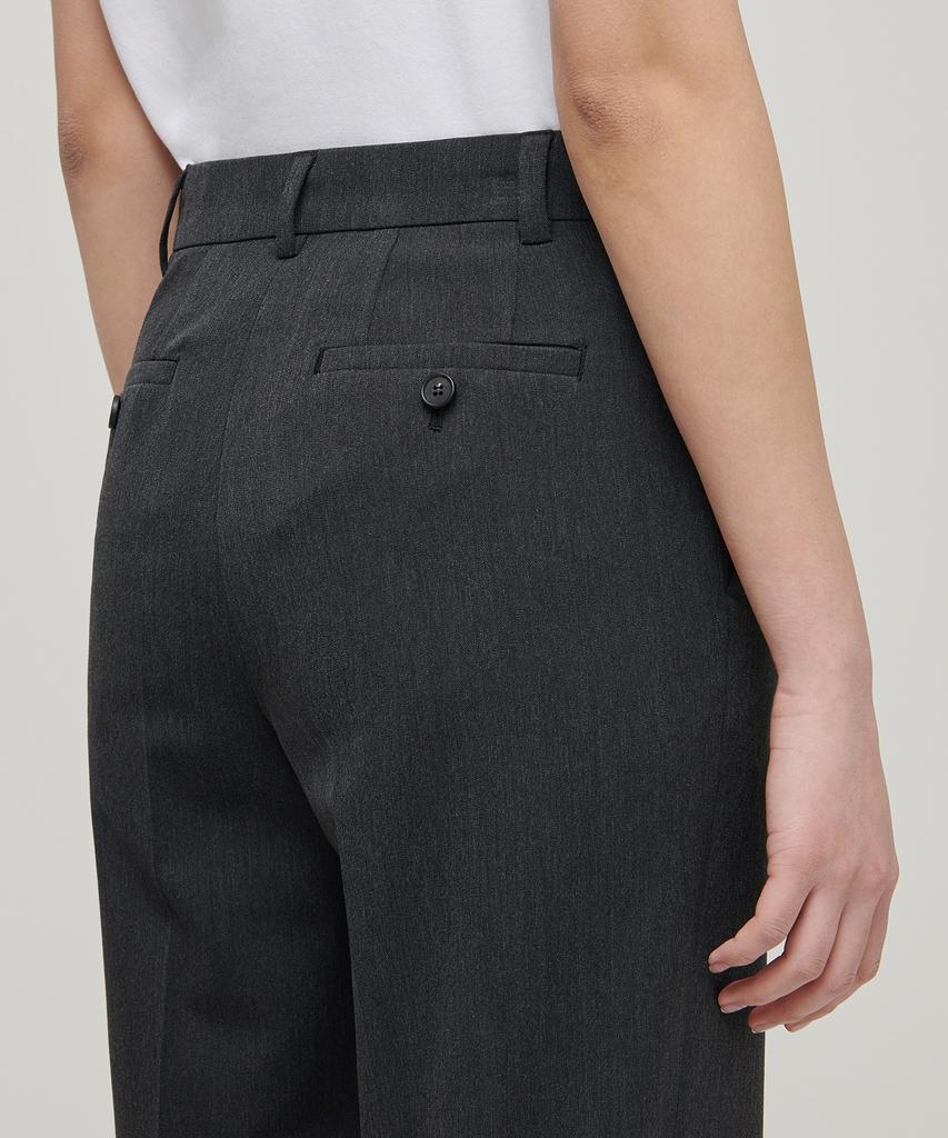 MUSINSA STANDARD WOMAN Women'S Wide Hidden Elastic Waist Slacks [Charcoal Gray]