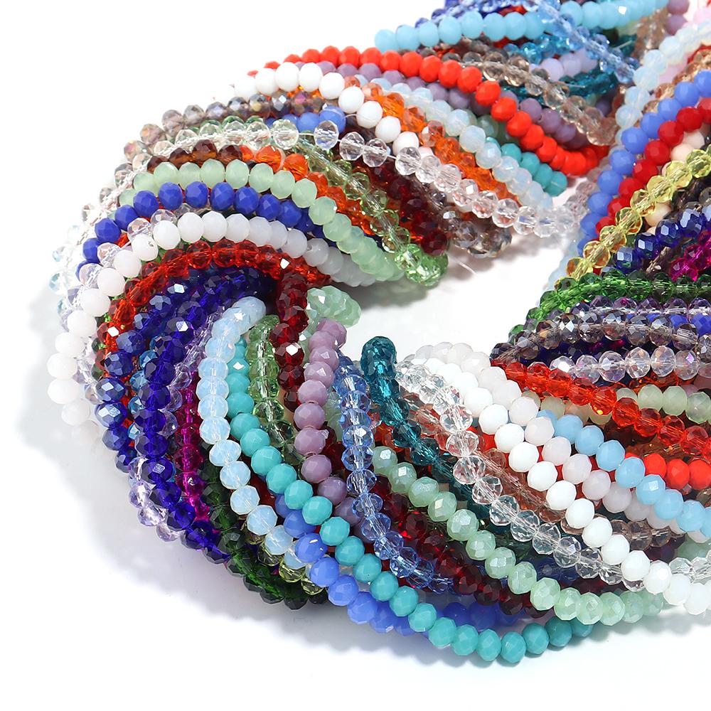 3/4/6/8/10mm Multicolor Crystal Glass Faceted Beads Rondelle Spacer Flat Abacus Bead For Jewelry Making DIY Necklace Accessories