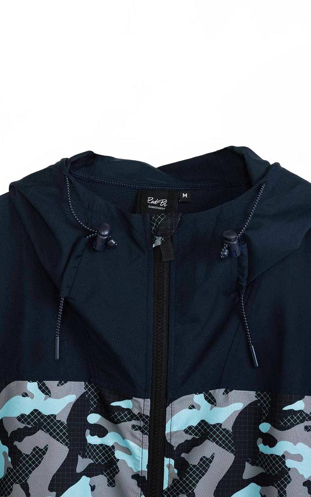 Rad Blue Mountain Water Running Light Rich Colors and Patterns Light [RadBlue] Men's Parka, Repellent, Wear, Outerwear, Raincoat, (XL, [MESHCAMO]