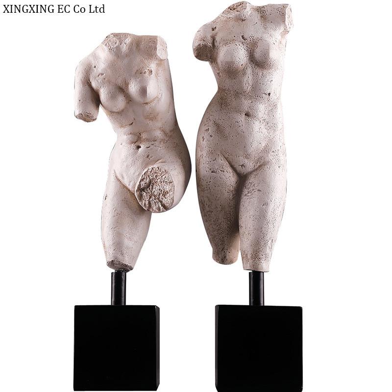 Nordic Half-body Statue Decoration Ornaments Creative Retro Frosted Resin Sculpture Art Living Room Desk Home Decoration Crafts