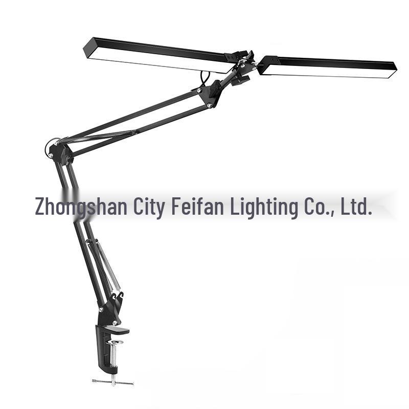 American Double Head Folding Table Lamp: Long Arm Desktop USB Lamp for Tattoo, Beauty, Manicure, and Office