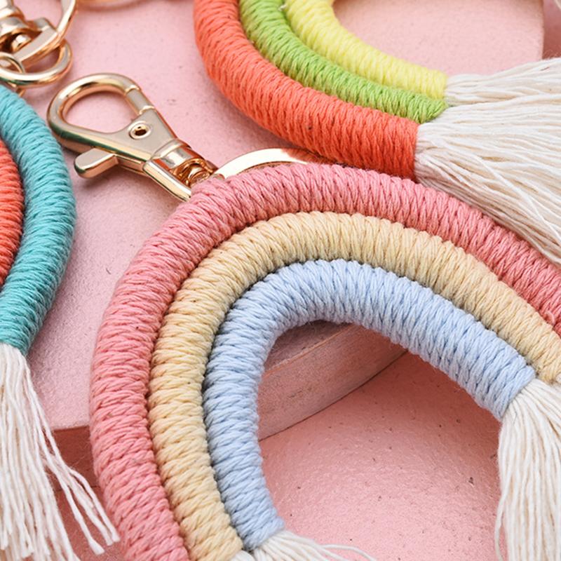 Yogodlns Módní kreativní Nová klíčenka Rainbow Tassel Vysoce kvalitní přívěsek v českém etnickém stylu Přívěsek s taškou