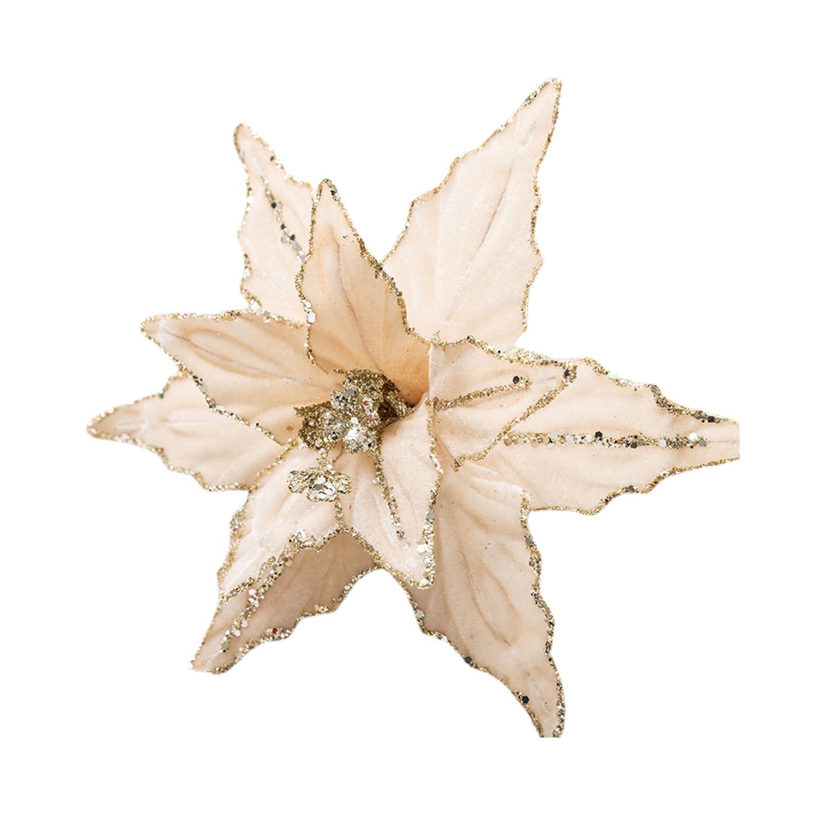 

Рождественские цветы 26 см блестящие бархатные украшения для елки красные и золотые блестки бархатная ткань