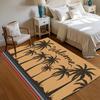 Retro Palm Tree Welcome Area Rug Vintage Striped Border Design Non Slip Washable Floor Carpet for Entryway Hallway