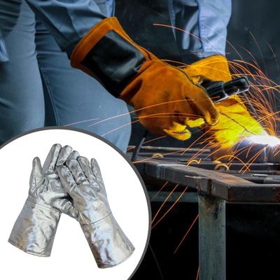 2 Aluminum Foil Welding Gloves, Heat Insulating Comfortable, Professional, Resistant