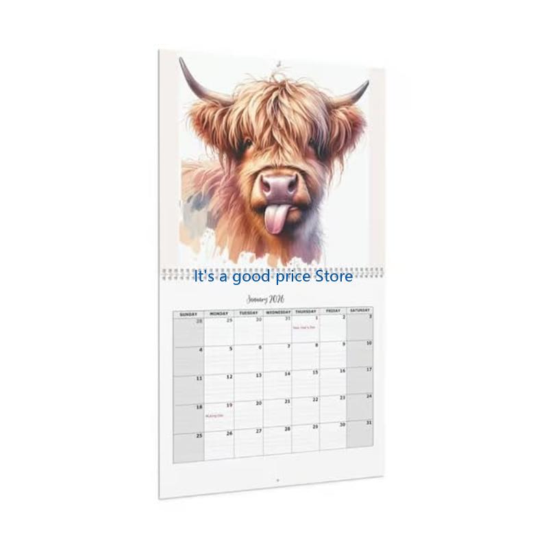 2026 Art Cattle Calendar Rural Cottage Wall Decor and Monthly Planner, Art Cattle Calendar for 2026 In Scottish Arts,
